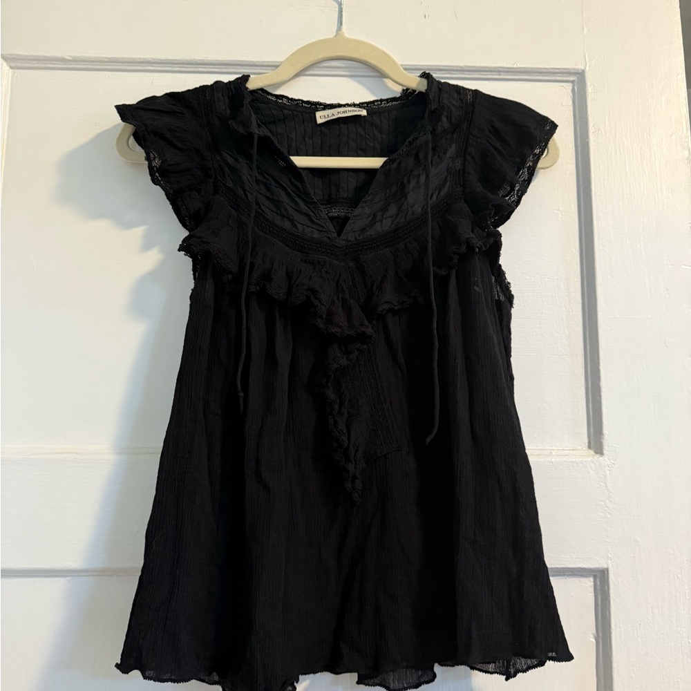 Ulla Johnson Black Ruffled Blouse